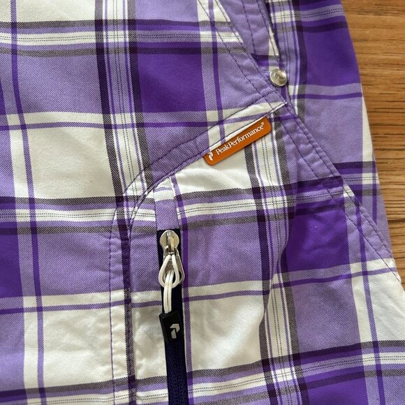 💜 Peak Performance Skirt Womens Small Purple White Plaid Golf Athleisure EEUC - Picture 2 of 4